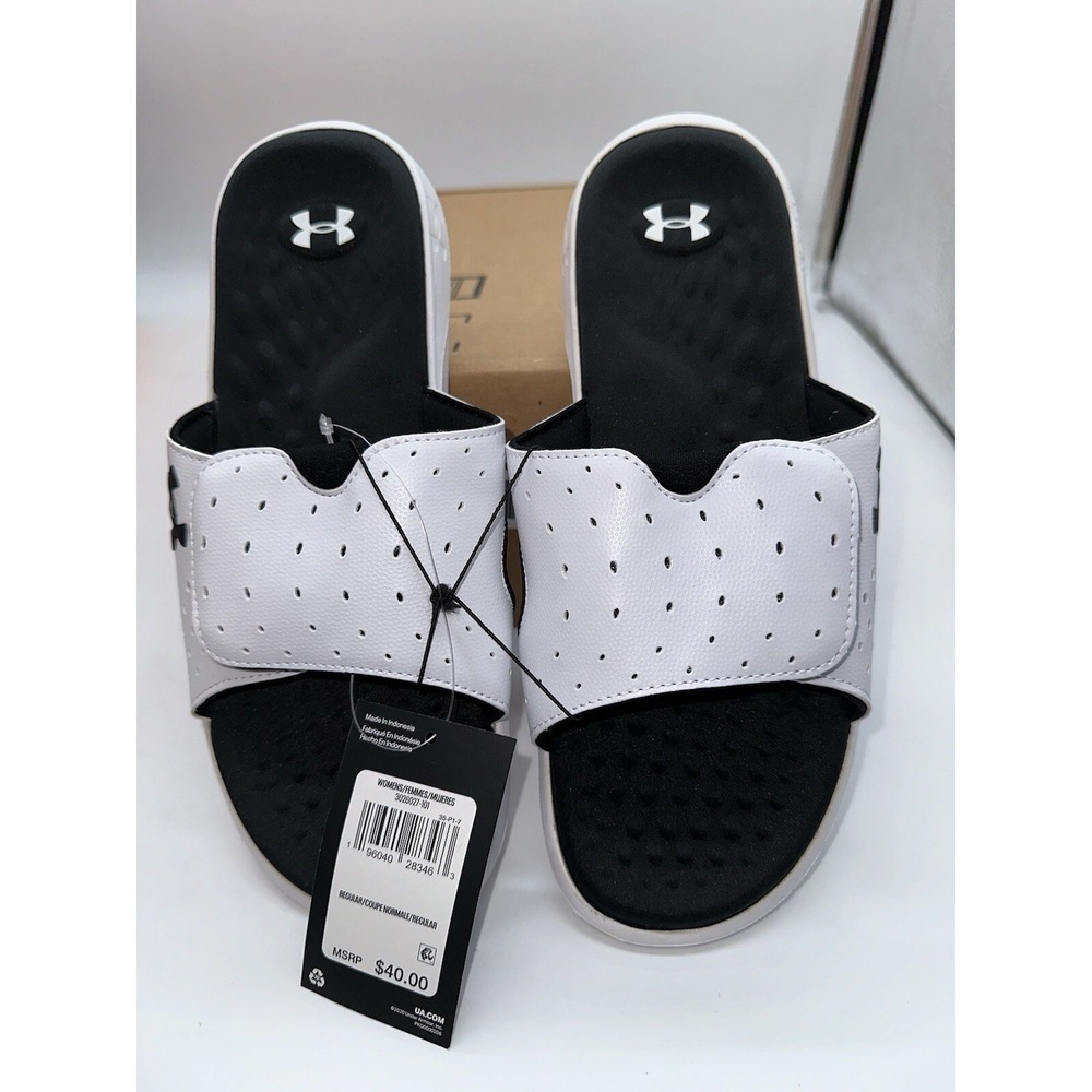 Tried On Under Armour 30260271017 Ignite 7 Womens Size White/Black Slides